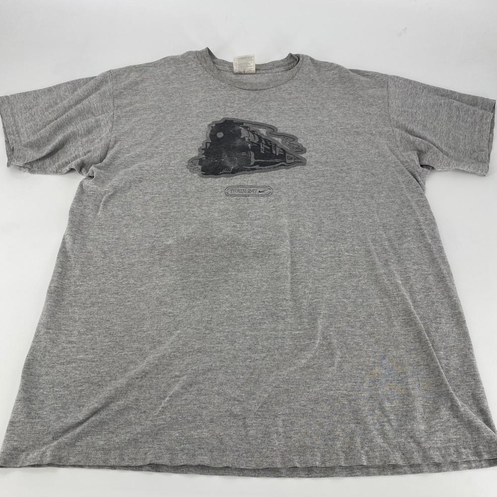 Nike Train 247 T Shirt Gray Graphic Print Men's Size Large Athletic VTG
